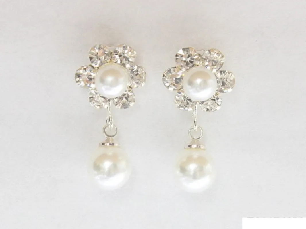 DANGLING RHINESTONE PEARL EARRINGS ( 6917 SWH ) sold by Oh My Jewelry