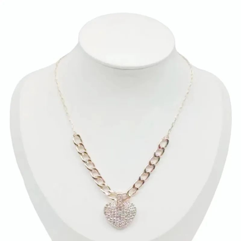 HEART NECKLACE CLEAR STONES ( 0253 GDCR ) sold by Oh My Jewelry