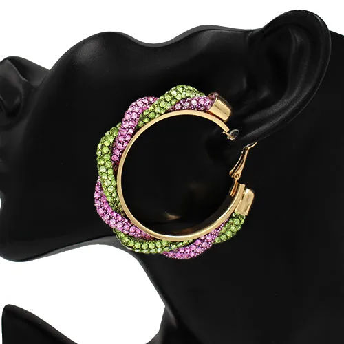 GOLD HOOP EARRINGS RHINESTONES ( 2488 PKGN ) sold by Oh My Jewelry