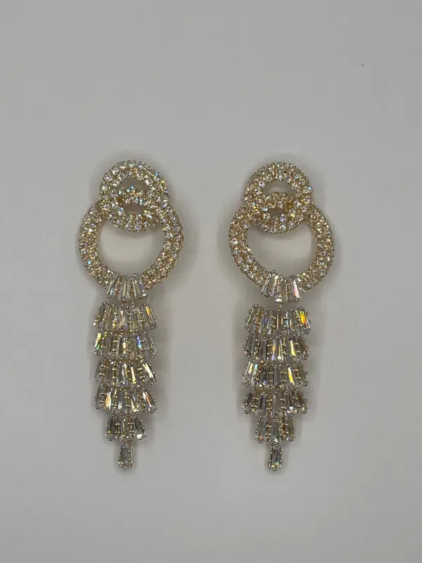DANGLING CLEAR STONE EARRINGS ( 3919 G ) made by Oh My Jewelry
