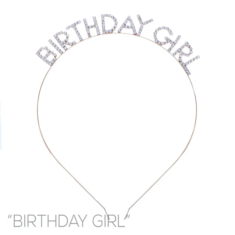 GOLD ' BIRTHDAY GIRL ' CLEAR STONES HEAD BAND ( 71971 CRG ) made by Rebecca Minkoff