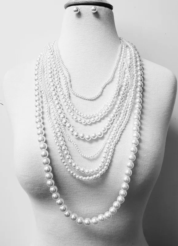 SILVER WHITE PEARL NECKLACE ( 11105 RWH ) sold by Oh My Jewelry