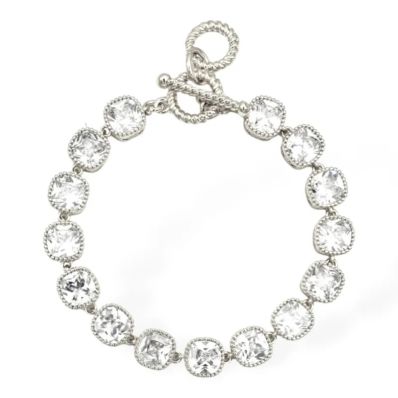 SILVER BRACELET CLEAR CZ STONES ( 9121 XC ) sold by Oh My Jewelry