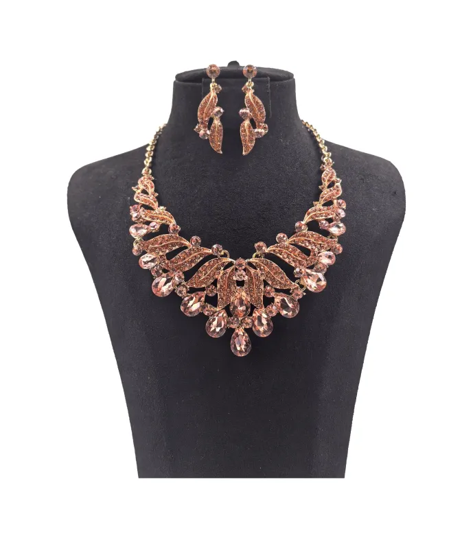 CRYSTAL NECKLACE SET ( 0146 2LP ) sold by Oh My Jewelry