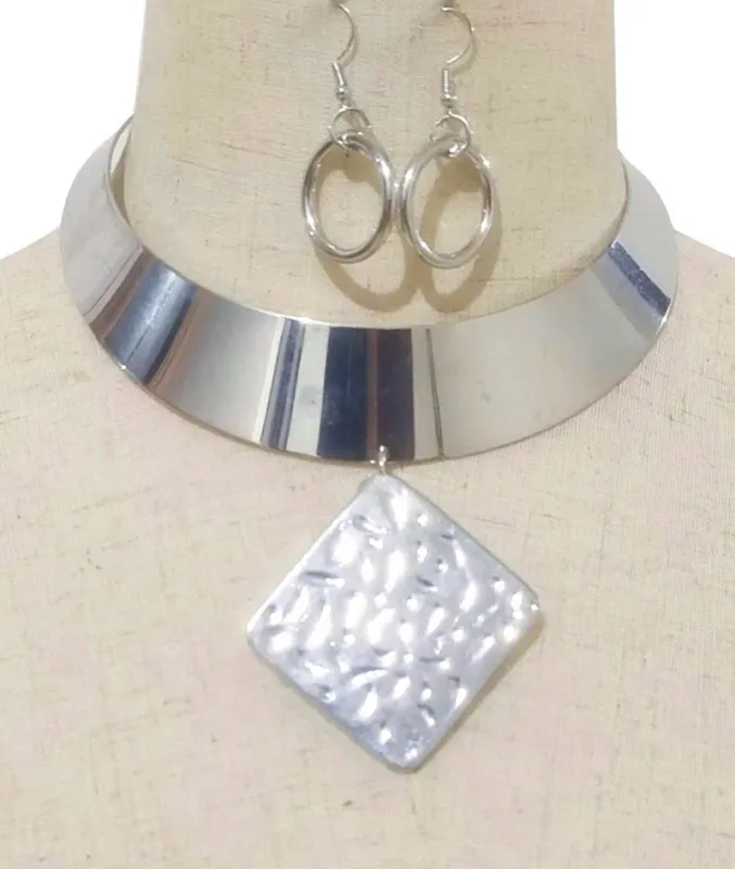 SILVER CHOKER NECKLACE SET ( 3710 RH ) sold by Oh My Jewelry