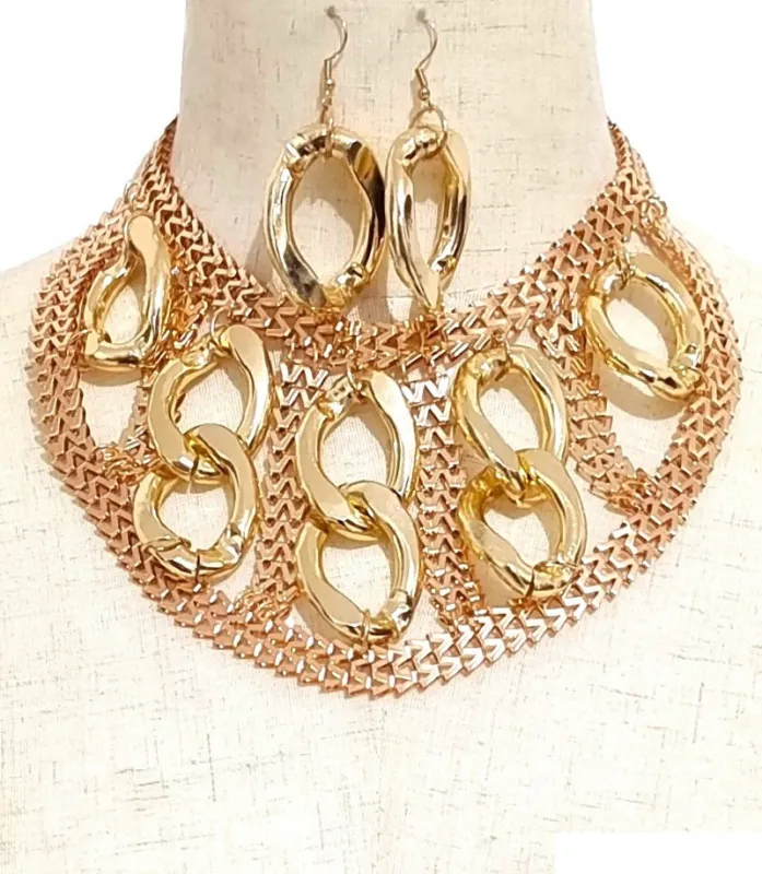 GOLD CHAIN NECKLACE SET ( 3624 GP ) sold by Oh My Jewelry