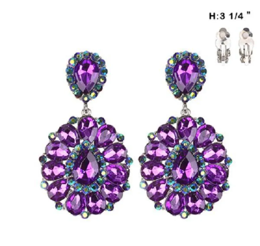 Large Purple Stone Clip On Earrings ( 36 RPU ) sold by Oh My Jewelry