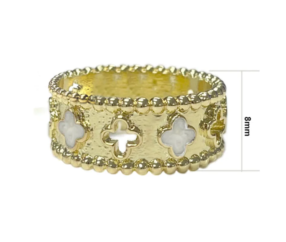 QUATREFOIL RING SIZE 9 ( 3258 GDWH 9 ) made by Oh My Jewelry