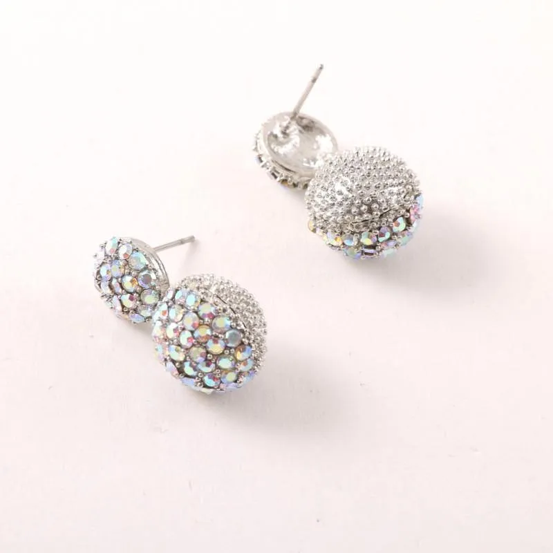 SILVER DANGLING BALL EARRINGS AB STONES ( 9655 SAB ) sold by Oh My Jewelry