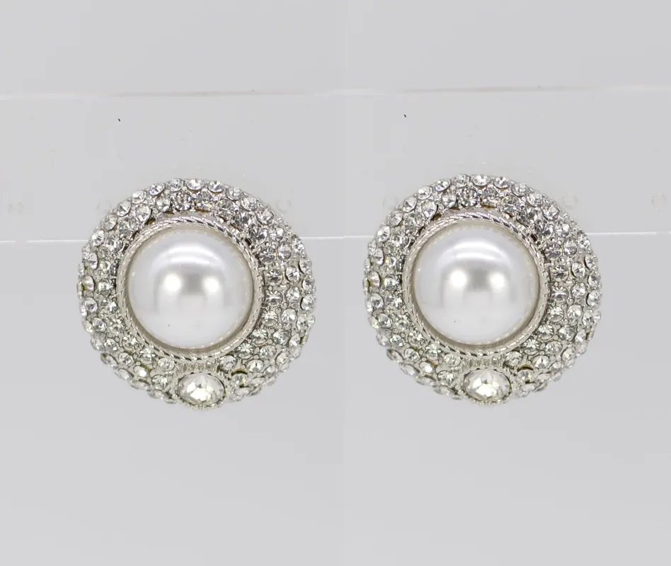 PEARL PAVE STONE EARRINGS ( 5059 SLCRCM ) sold by Oh My Jewelry