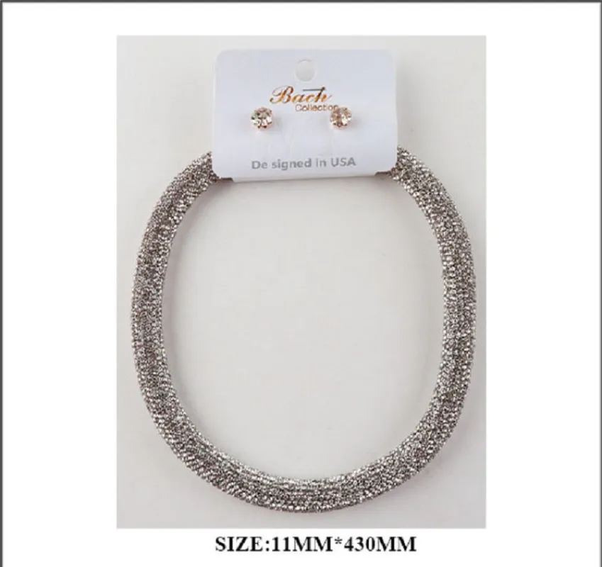 SILVER CLEAR CHOKER NECKLACE SET ( 19 CRY ) made by Oh My Jewelry