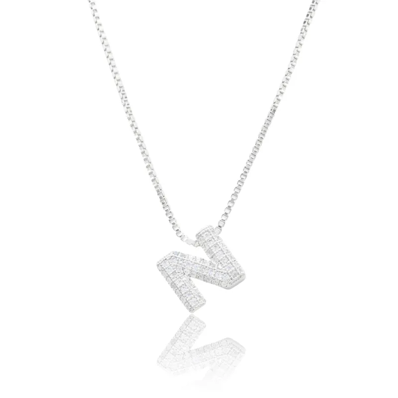 MICRO PAVE CZ INITIAL NECKLACE ( 3186 ZS ) sold by Oh My Jewelry