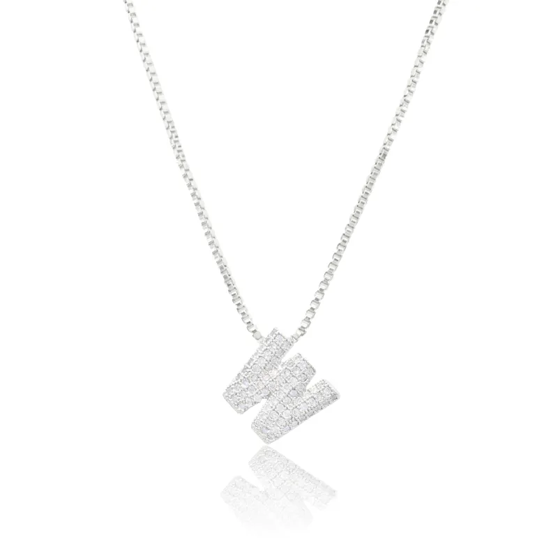 MICRO PAVE CZ INITIAL NECKLACE ( 3186 WS ) sold by Oh My Jewelry