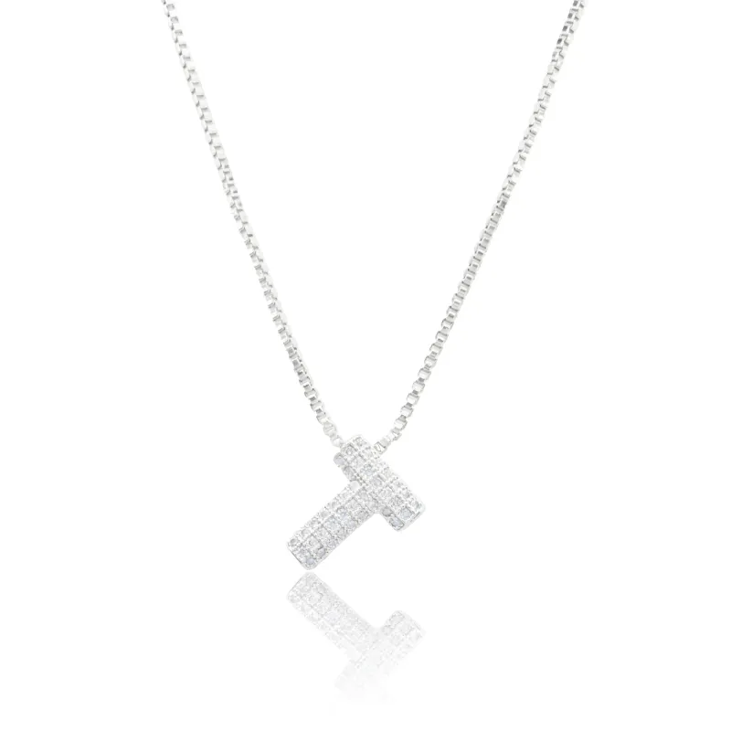 MICRO PAVE CZ INITIAL NECKLACE ( 3186 TS ) sold by Oh My Jewelry