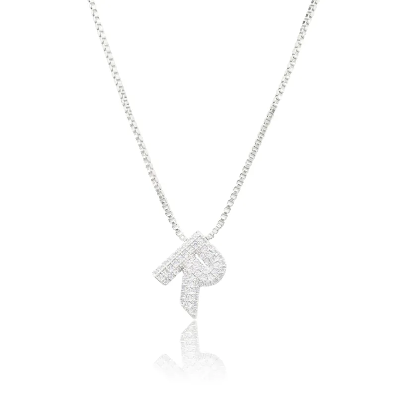 MICRO PAVE CZ INITIAL NECKLACE ( 3186 RS ) sold by Oh My Jewelry