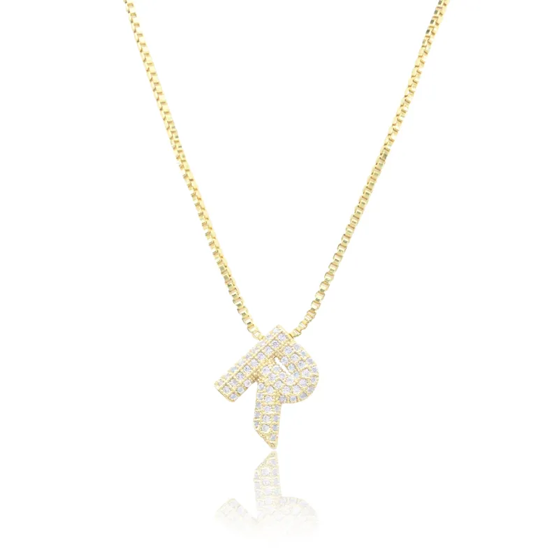 MICRO PAVE CZ INITIAL NECKLACE ( 3186 RG ) sold by Oh My Jewelry