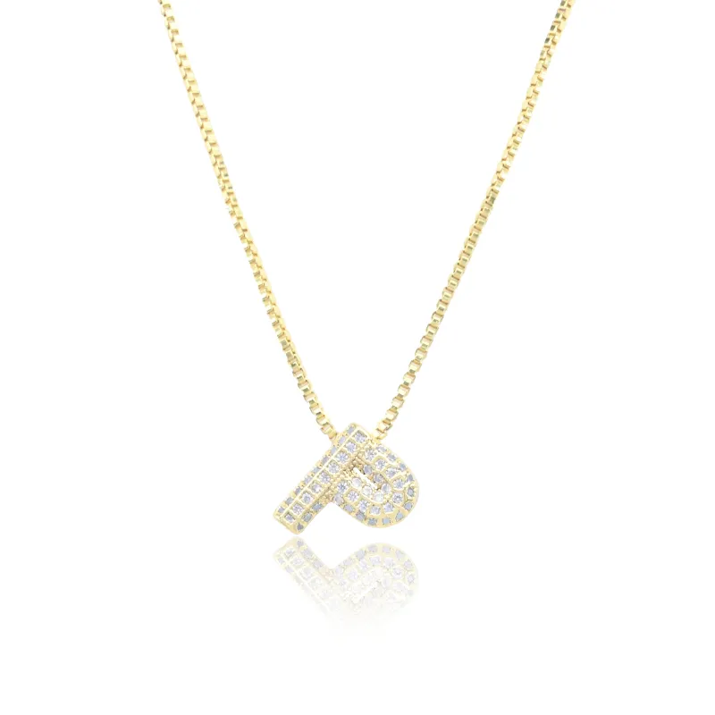 MICRO PAVE CZ INITIAL NECKLACE ( 3186 PG ) sold by Oh My Jewelry