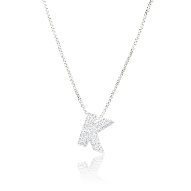MICRO PAVE CZ INITIAL NECKLACE ( 3186 KS ) sold by Oh My Jewelry