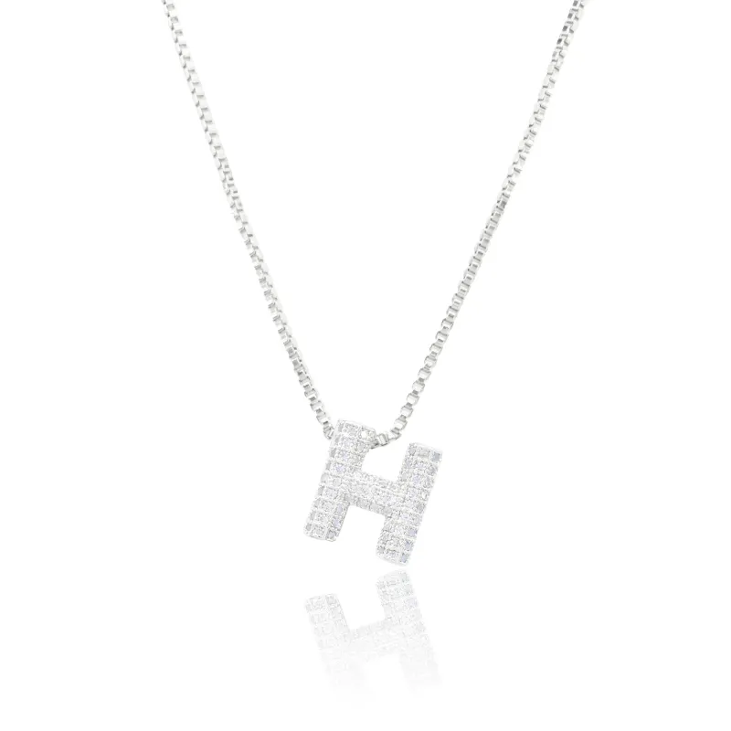 MICRO PAVE CZ INITIAL NECKLACE ( 3186 HS ) sold by Oh My Jewelry