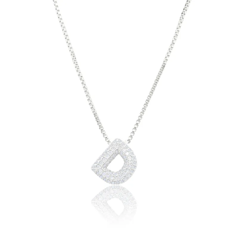 MICRO PAVE CZ INITIAL NECKLACE ( 3186 DS ) sold by Oh My Jewelry