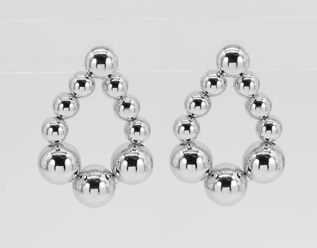 BEAD OVAL POST EARRINGS ( 4921 SIL ) sold by Oh My Jewelry