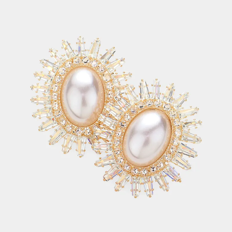 GOLD PEARL CZ STONE EARRINGS ( 3905 G ) sold by Oh My Jewelry