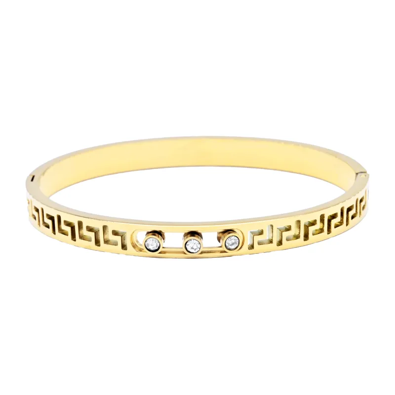 GOLD BANGLE CLEAR STONES ( 6181 G ) sold by Oh My Jewelry