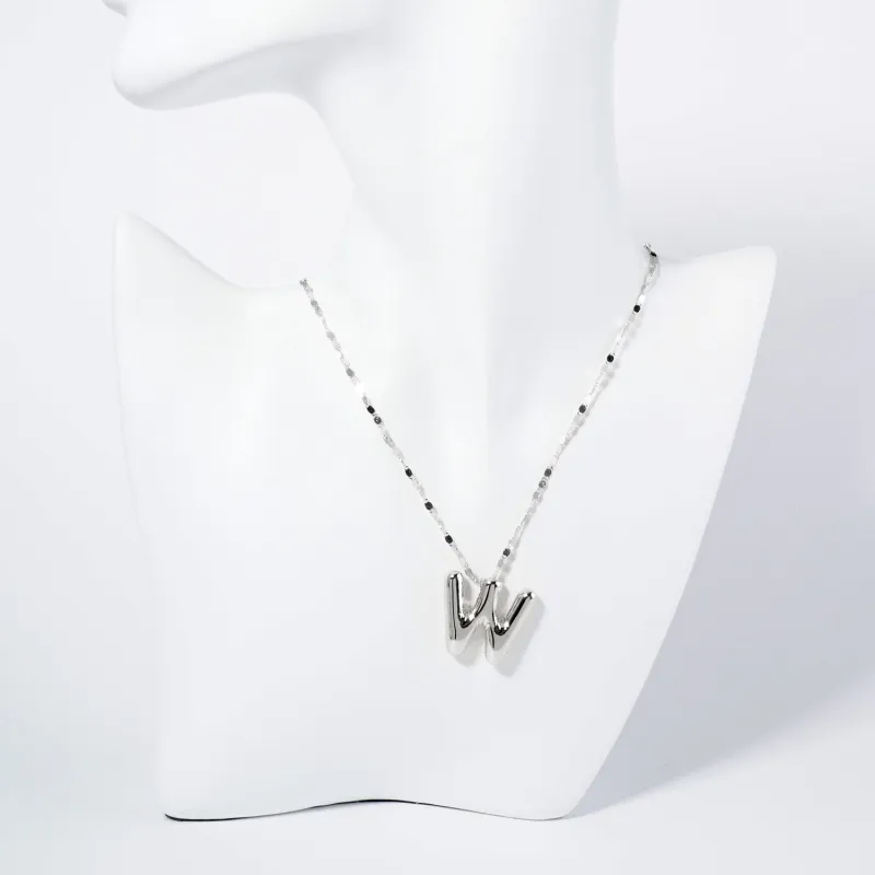 WHITE GOLD DIPPED W LETTER INITIAL NECKLACE ( 6114 RW ) sold by Oh My Jewelry