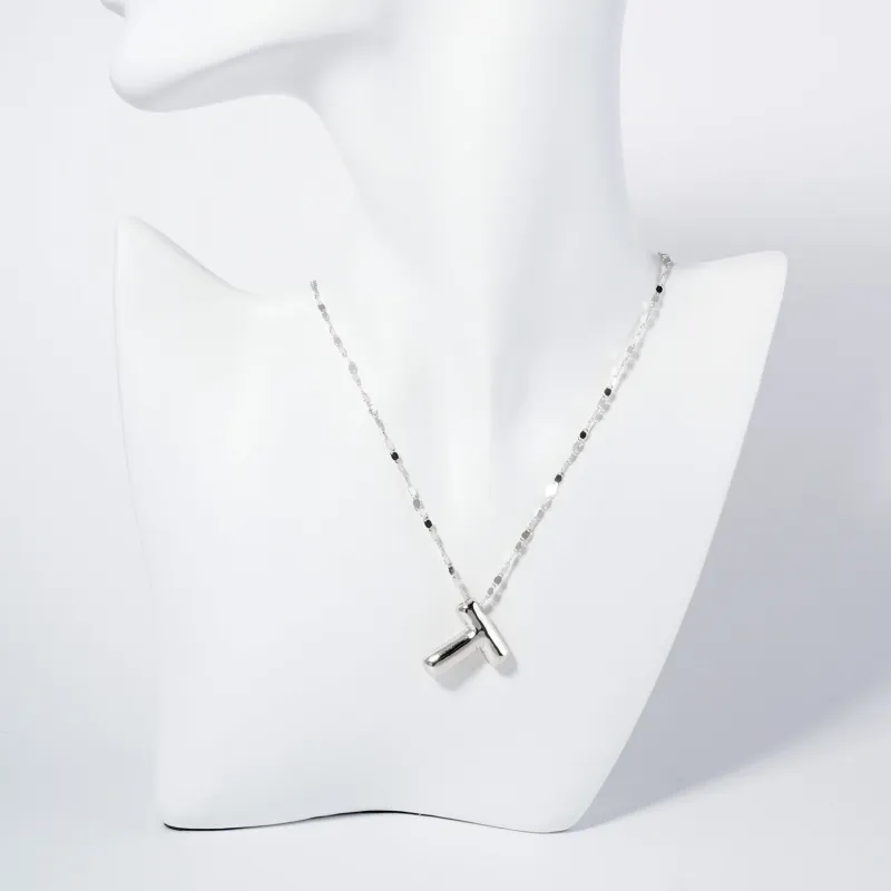WHITE GOLD DIPPED T LETTER INITIAL NECKLACE ( 6114 RT ) sold by Oh My Jewelry