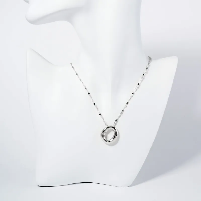 WHITE GOLD DIPPED O LETTER INITIAL NECKLACE ( 6114 RO ) sold by Oh My Jewelry