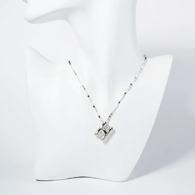 WHITE GOLD DIPPED H LETTER INITIAL NECKLACE ( 6114 RH ) sold by Oh My Jewelry