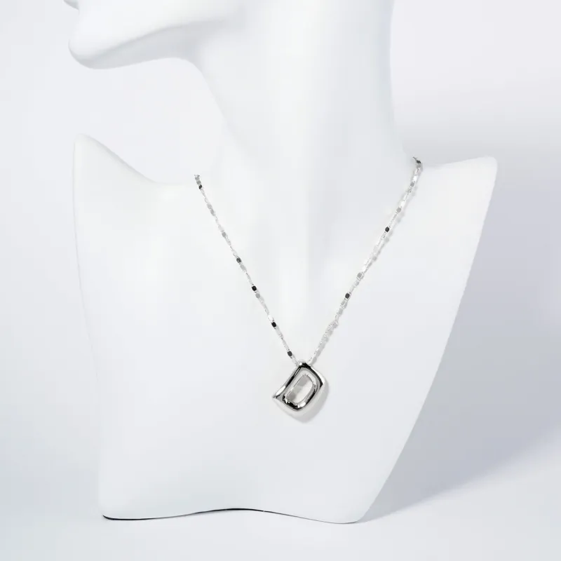 WHITE GOLD DIPPED D LETTER INITIAL NECKLACE ( 6114 RD ) sold by Oh My Jewelry