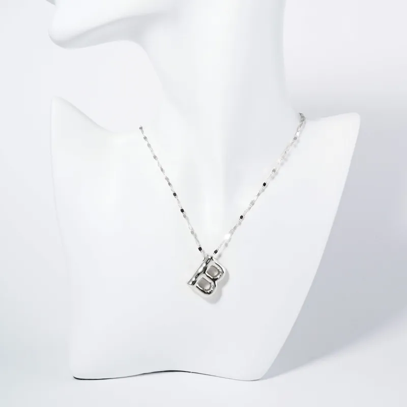 WHITE GOLD DIPPED B LETTER INITIAL NECKLACE ( 6114 RB ) sold by Oh My Jewelry
