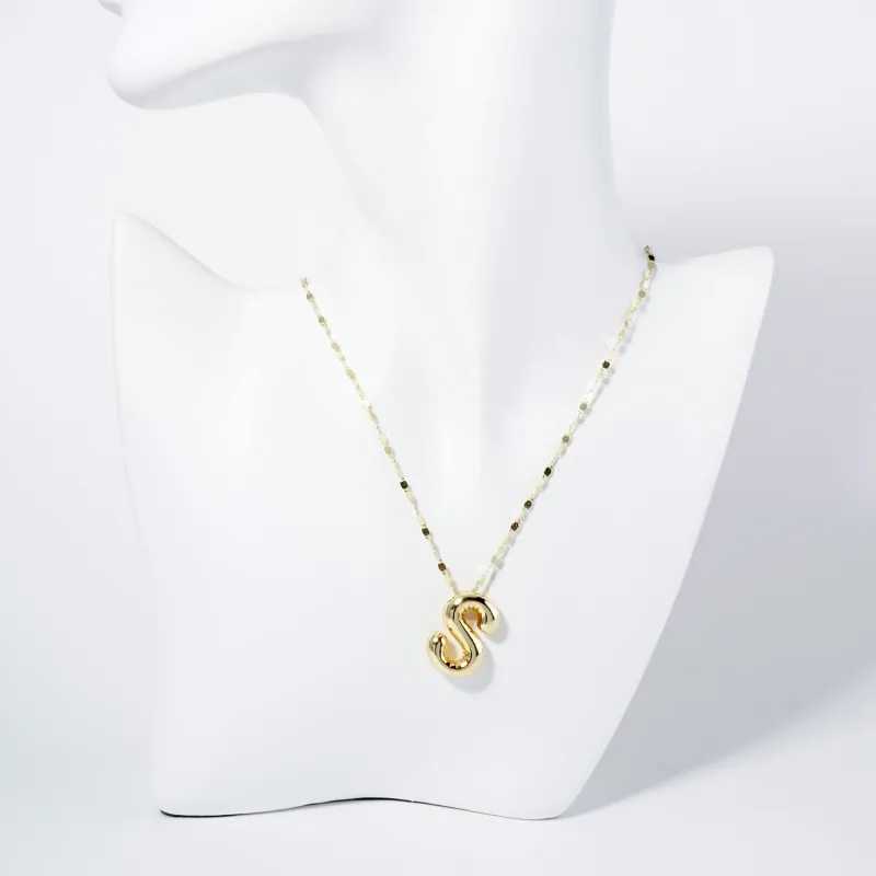 GOLD DIPPED S LETTER INITIAL NECKLACE ( 6114 GS ) sold by Oh My Jewelry