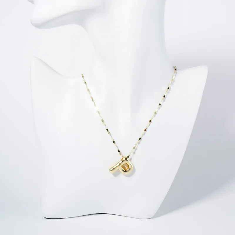 GOLD DIPPED P LETTER INITIAL NECKLACE ( 6114 GP ) sold by Oh My Jewelry
