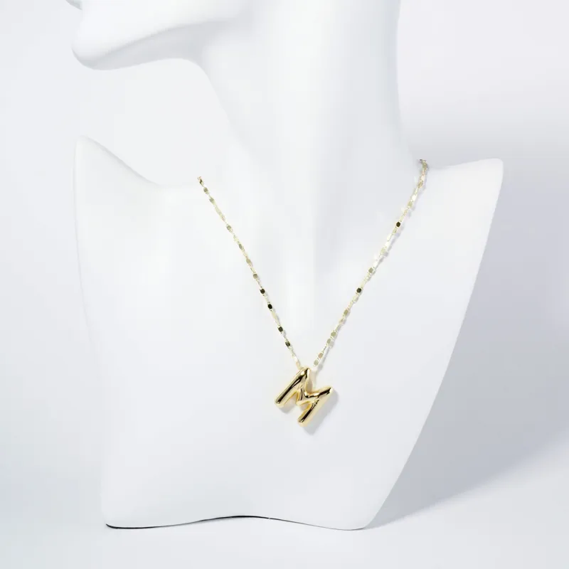 GOLD DIPPED M LETTER INITIAL NECKLACE ( 6114 GM ) sold by Oh My Jewelry
