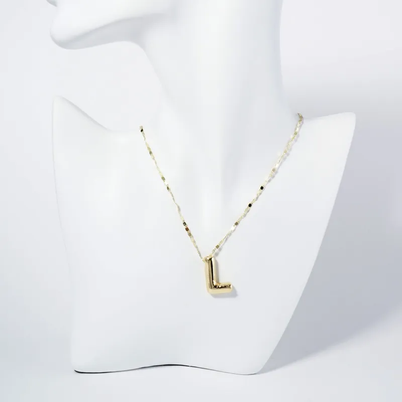 GOLD DIPPED L LETTER INITIAL NECKLACE ( 6114 GL ) sold by Oh My Jewelry