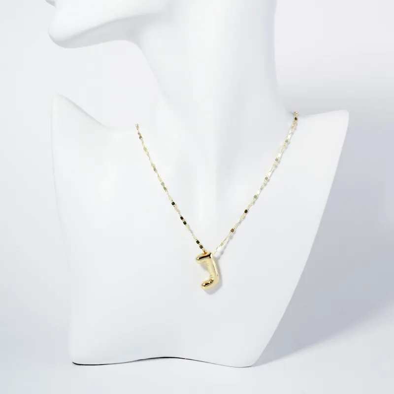 GOLD DIPPED J LETTER INITIAL NECKLACE ( 6114 GJ ) sold by Oh My Jewelry