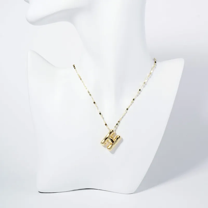 GOLD DIPPED H LETTER INITIAL NECKLACE ( 6114 GH ) sold by Oh My Jewelry