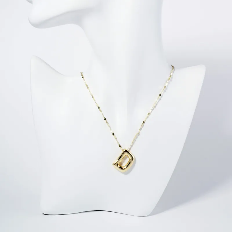 GOLD DIPPED D LETTER INITIAL NECKLACE ( 6114 GD ) sold by Oh My Jewelry