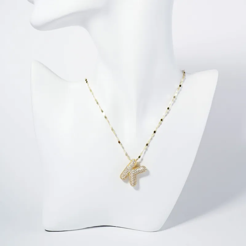 GOLD DIPPED K LETTER NECKLACE CLEAR CZ STONES ( 6113 GCK ) sold by Oh My Jewelry