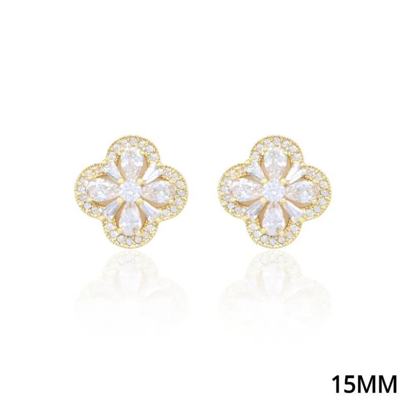 FLORAL CZ STUD EARRINGS ( 5150 G ) sold by Oh My Jewelry