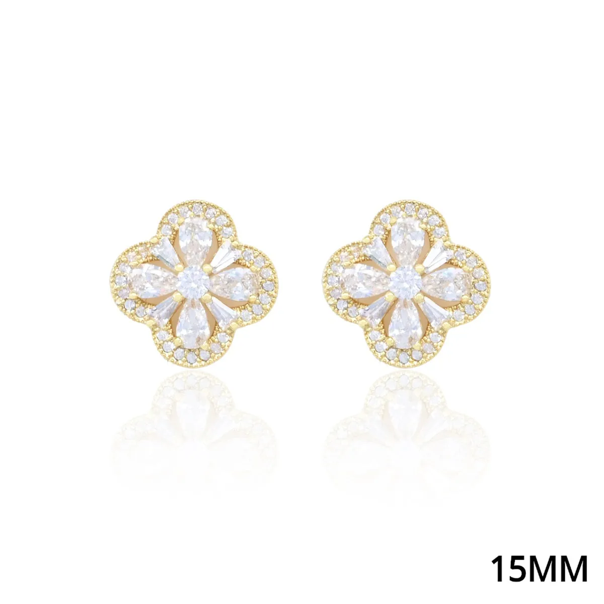 FLORAL CZ STUD EARRINGS ( 5150 G ) sold by Oh My Jewelry