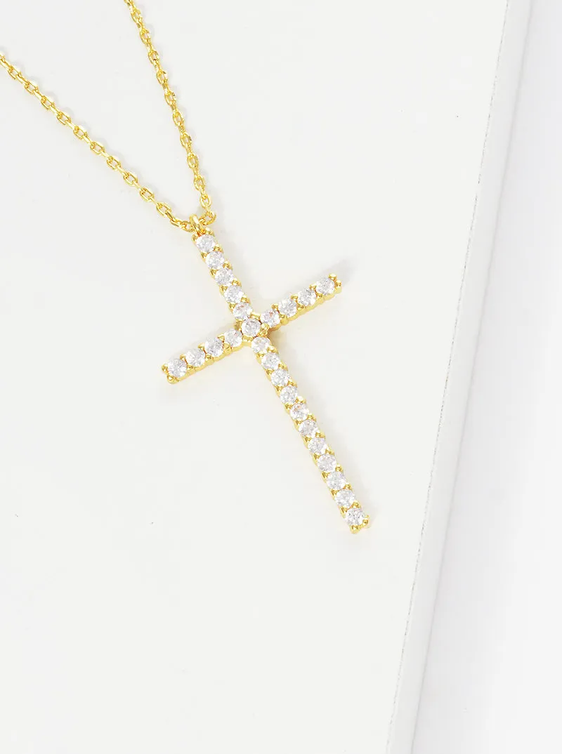 GOLD DIPPED CZ CROSS NECKLACE ( 2149 GCR ) sold by Oh My Jewelry product image thumbnail 2