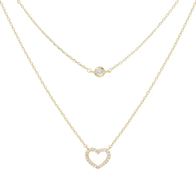 GOLD DIPPED CZ HEART NECKLACE ( 1105 GCR ) sold by Oh My Jewelry