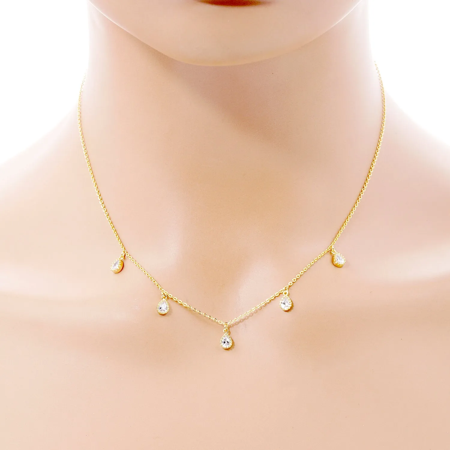 CUBIC ZIRCONIA NECKLACE ( 6004 GCR ) sold by Oh My Jewelry product image thumbnail 2