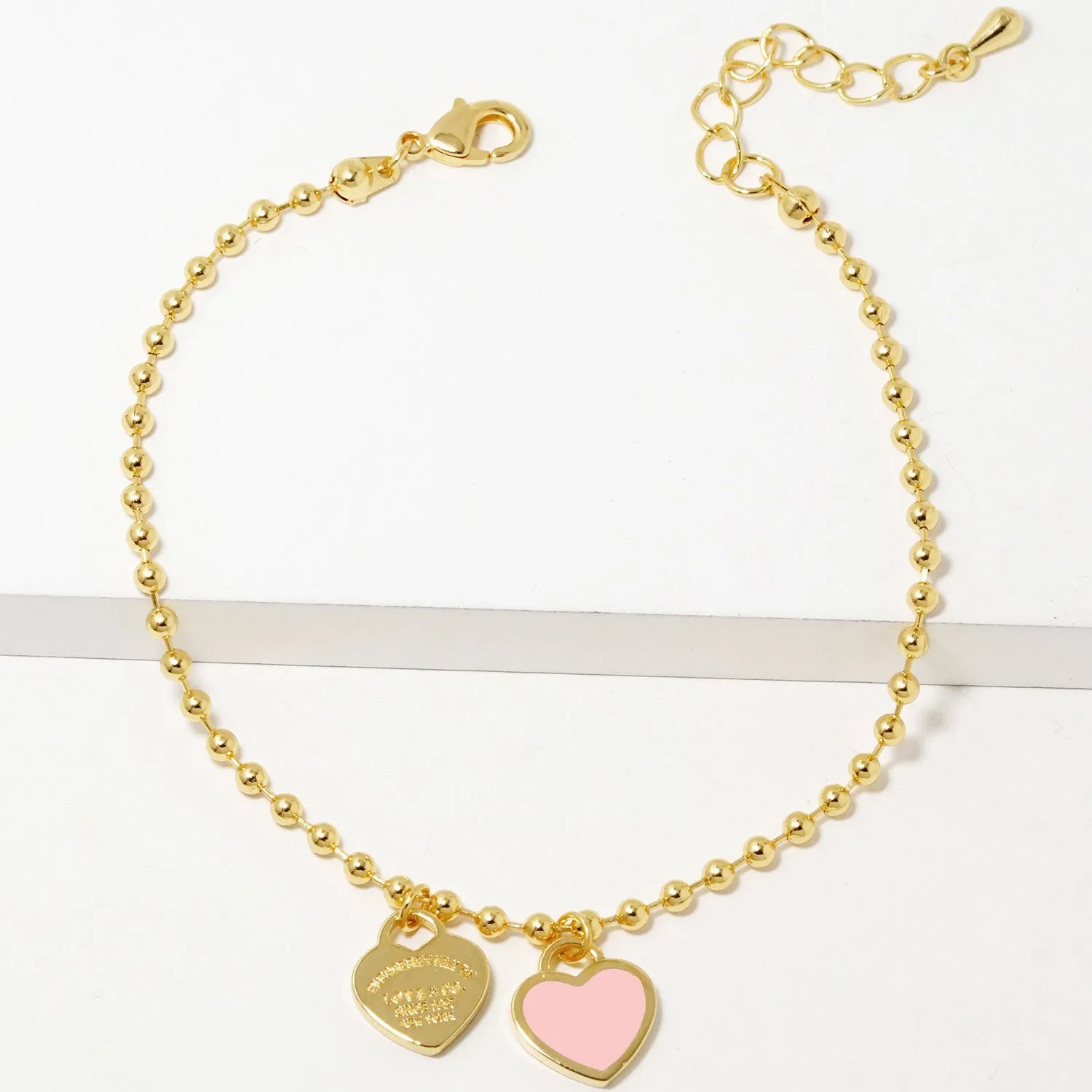 BRACELET HEART CHARMS ( BB273 GPK ) sold by Oh My Jewelry