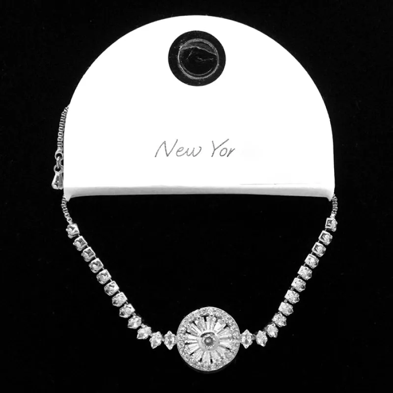 SILVER BRASS BRACELET CLEAR STONES ( 810123 WG ) sold by Oh My Jewelry