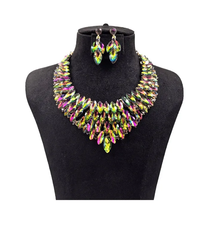 OIL SPILL RHINESTONE NECKLACE SET ( 0114 2GX ) sold by Oh My Jewelry