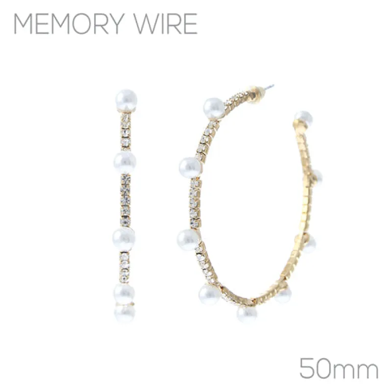 HOOP EARRINGS MEMORY WIRE PEARLS ( 27354 50WHG ) made by Rebecca Minkoff